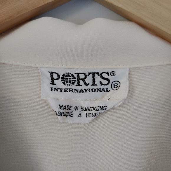 Vintage Ports International Blouse Button Up Collar Shirt Cream Size 8 - Picture 12 of 13